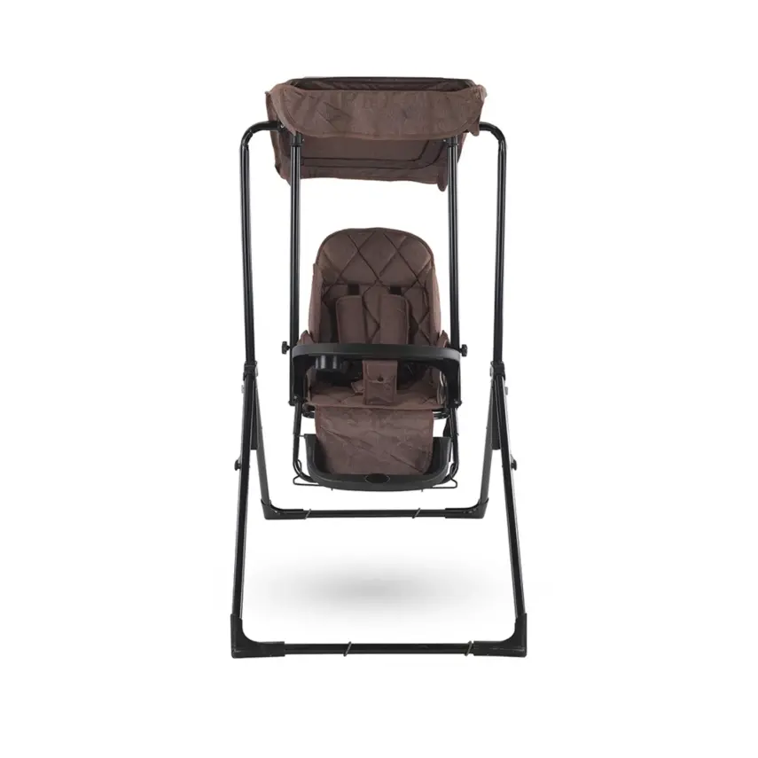 Babyhope Lüks Yatarlı Tepsili Salıncak Kırçıllı Kahverengi - 4