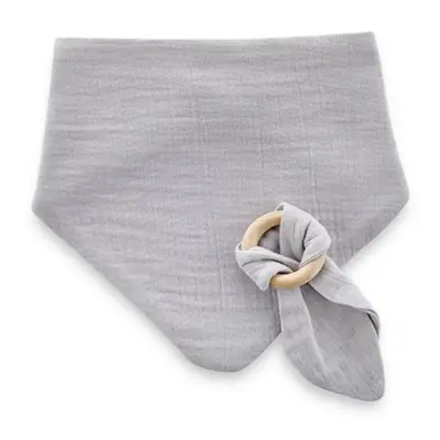 Babyjem Ahşap Diş Kaşıyıcılı Bürümcük Müslin Önlük Gri - 1