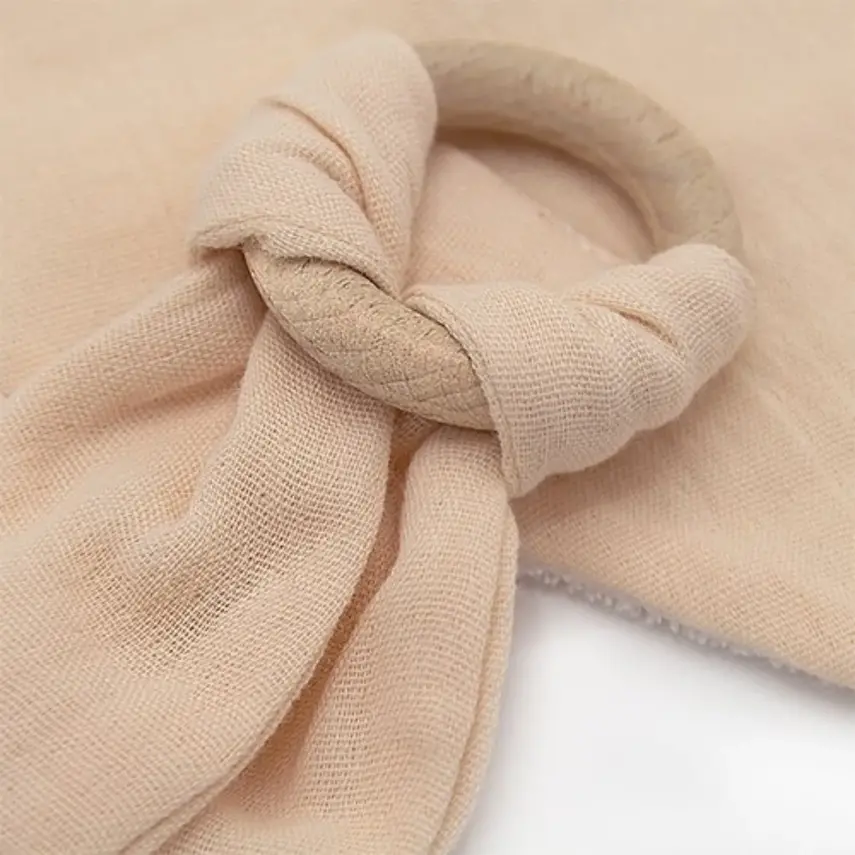 Babyjem Ahşap Diş Kaşıyıcılı Bürümcük Müslin Önlük Somon - 3