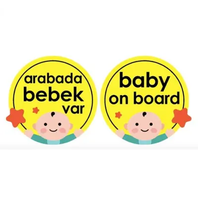 Babyjem Arabada Bebek Var Sarı (1)