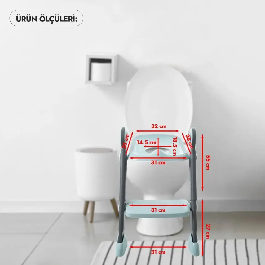 Babyjem Basamaklı ve Katlanır Klozet Adaptörü Antrasit - 3