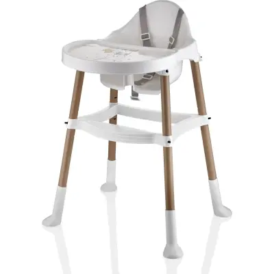 Babyjem Çıkarılabilir Tepsili Kaydırmaz Mama Sandalyesi-Krem 