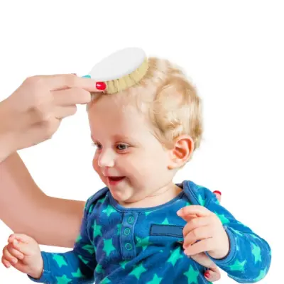 Babyjem Doğal Kıl Fırça Tarak Seti Gri (1)