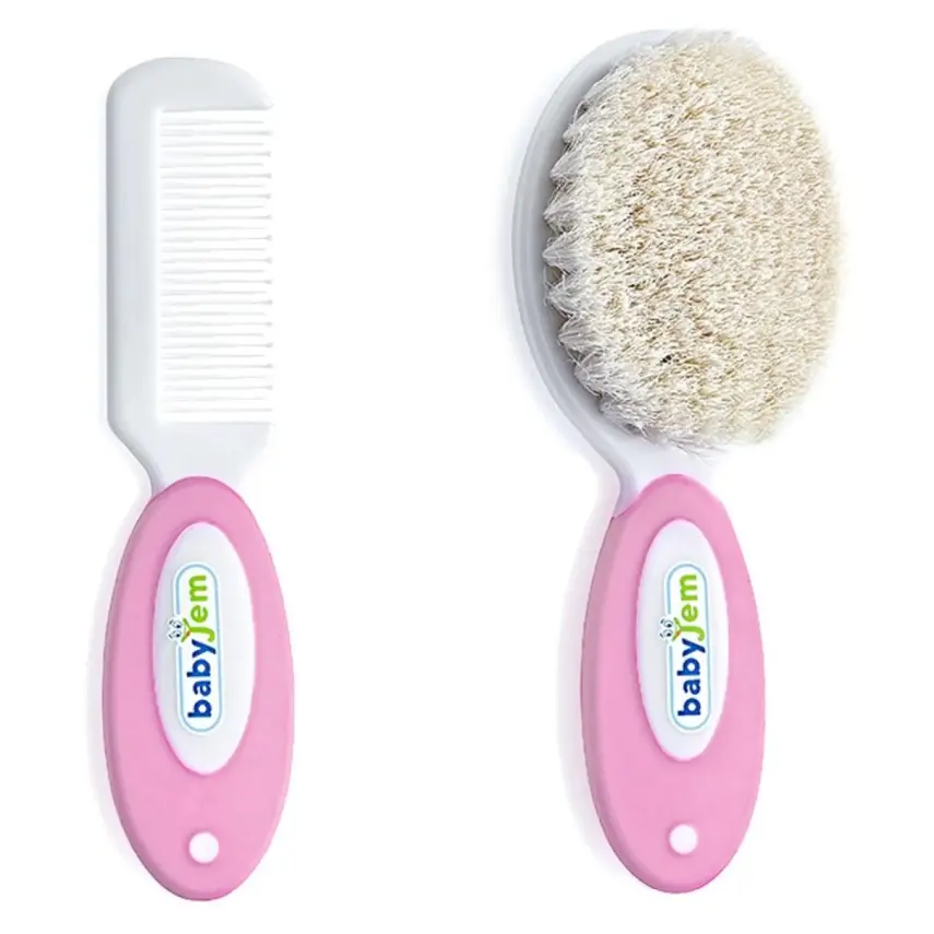 Babyjem Doğal Kıl Fırça Tarak Seti Pembe - 1