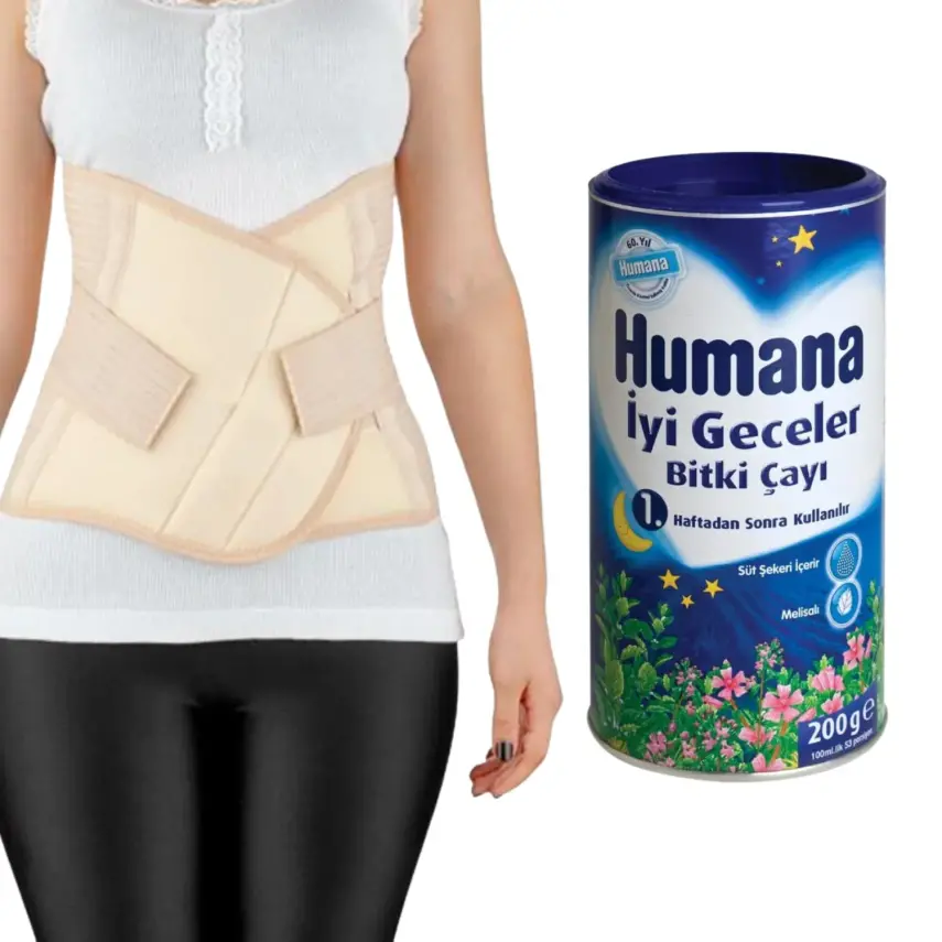Babyjem Doğum Sonrası Balenli Toparlayıcı Korse Krem+Humana İyi Geceler Çayı 200 gr - 1