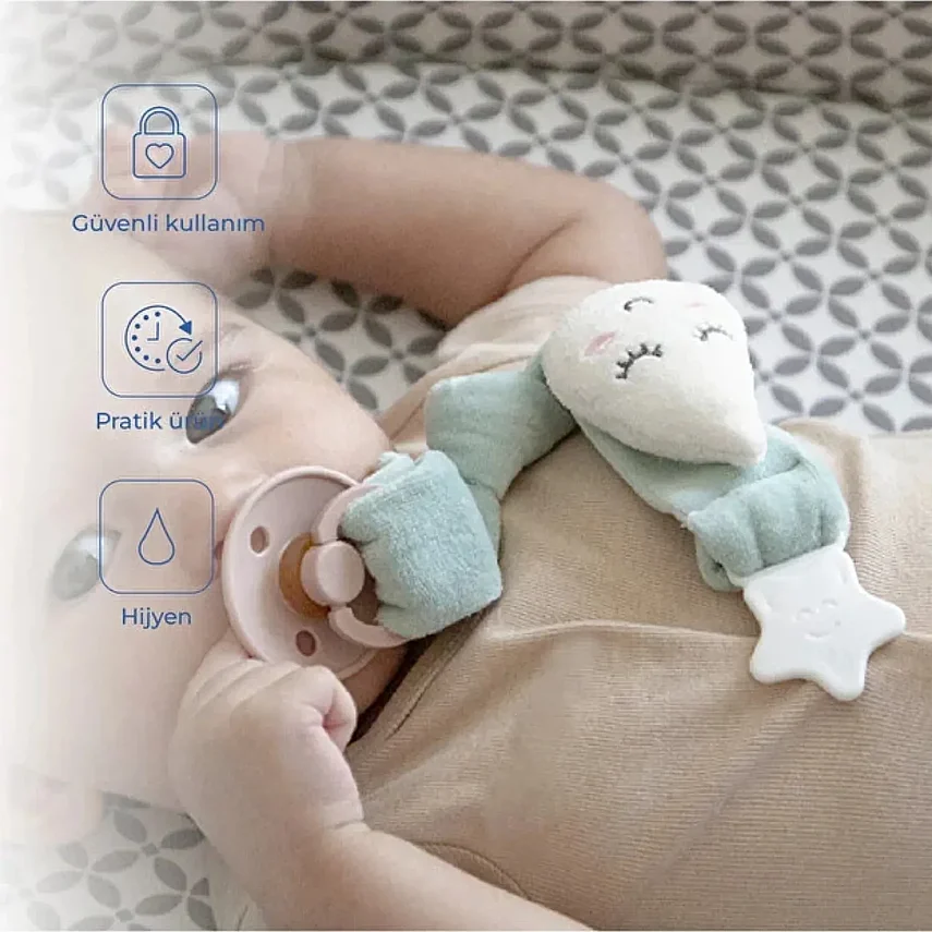 Babyjem Emzik Tutacağı Damla Desen Yeşil - 2