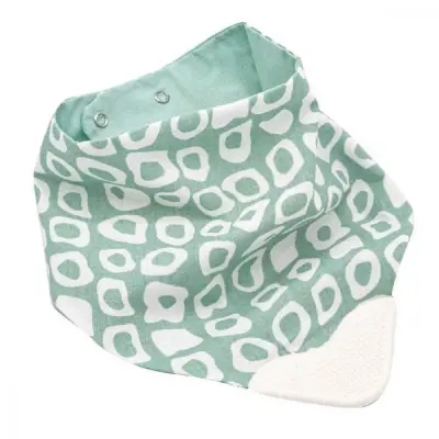 Babyjem Fular Önlük Diş Kaşıyıcılı Poplin Kareli Yeşil 