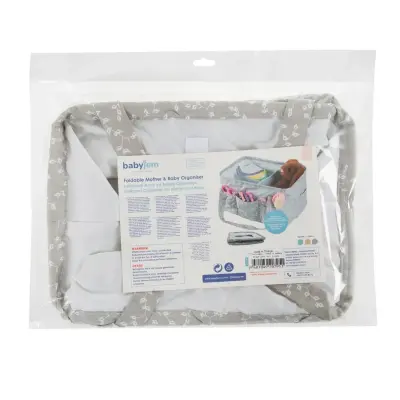 Babyjem Katlamalı Anne ve Bebek Organizer Gri Çiçek (1)