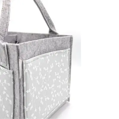 Babyjem Keçe Anne Bebek Bakım Çantası Düzenleyici Organizer Gri Çiçek (1)