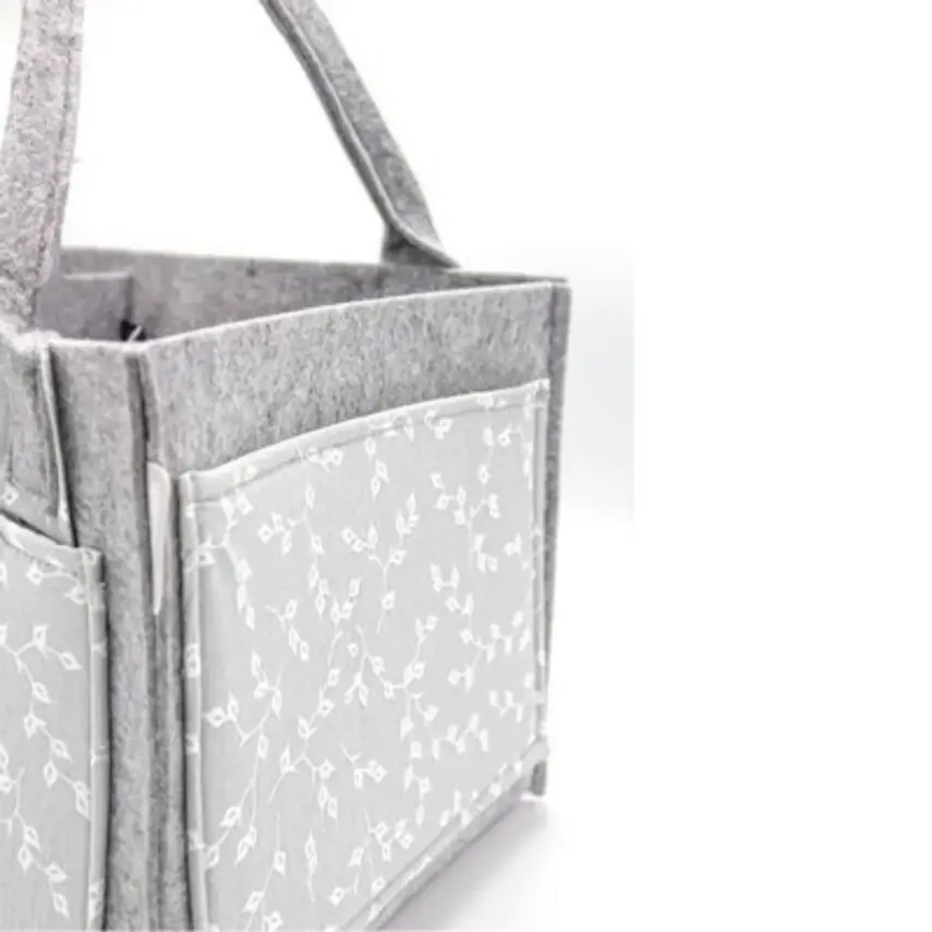Babyjem Keçe Anne Bebek Bakım Çantası Düzenleyici Organizer Gri Çiçek - 2