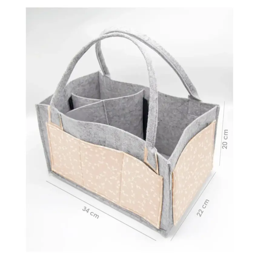 Babyjem Keçe Anne Bebek Bakım Çantası Düzenleyici Organizer Somon Çiçek - 2