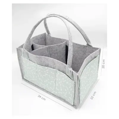 Babyjem Keçe Anne Bebek Bakım Çantası Düzenleyici Organizer Yeşil Çiçek (1)