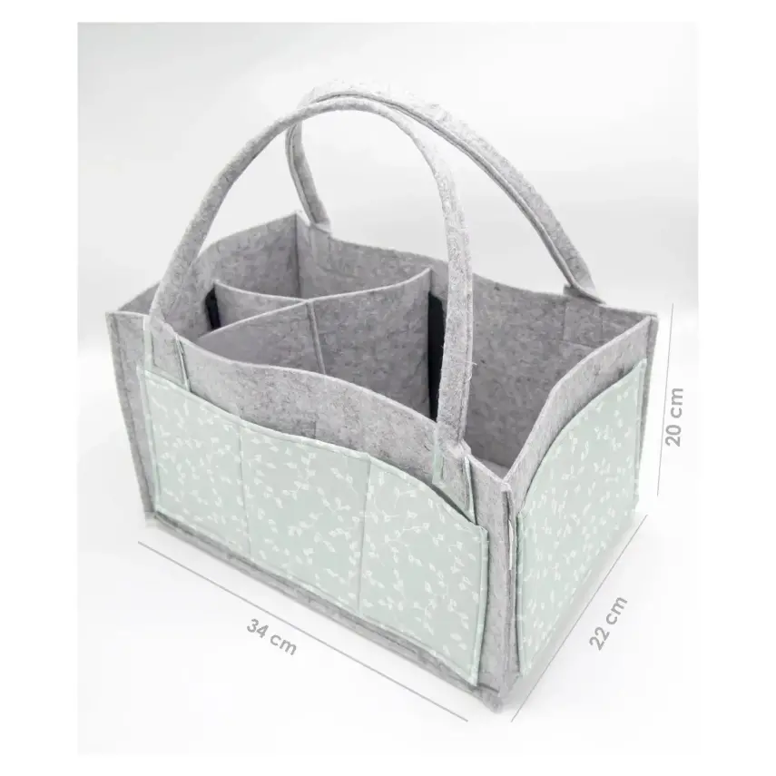 Babyjem Keçe Anne Bebek Bakım Çantası Düzenleyici Organizer Yeşil Çiçek - 2