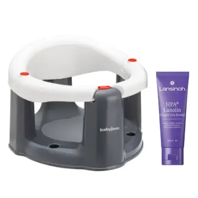 Babyjem Önden Açılır Bebek Banyo&Mama Oturağı Beyaz ve 40 ml Lansinoh Lanolin Göğüs Ucu Kremi 