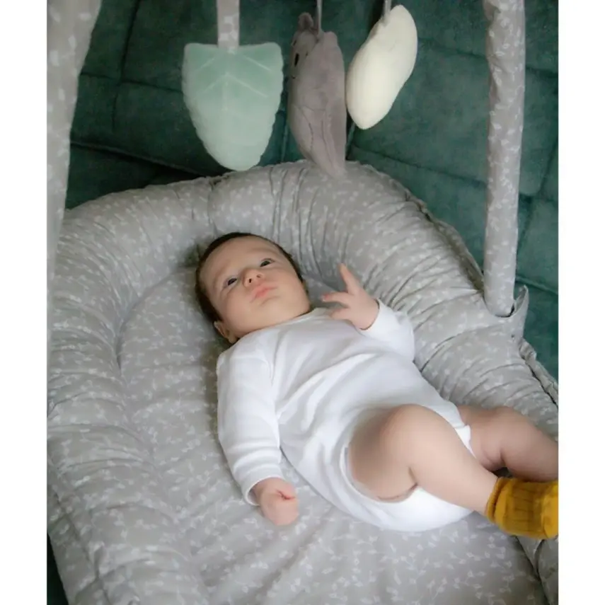 Babyjem Oyuncaklı Anne Baba Yanı Yatağı Gri Çiçek - 5