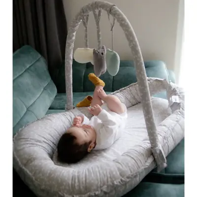 Babyjem Oyuncaklı Anne Baba Yanı Yatağı Gri Çiçek - 7