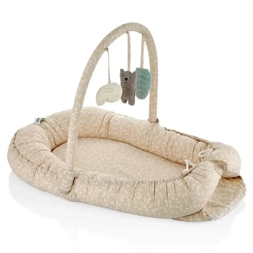 Babyjem Oyuncaklı Anne Baba Yanı Yatağı Somon Çiçek - 1