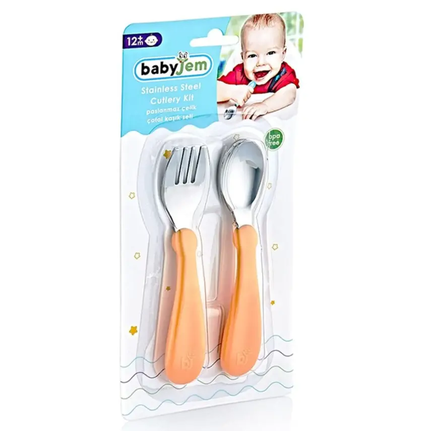 Babyjem Paslanmaz Çelik Çatal Kaşık Seti Turkuaz - 2