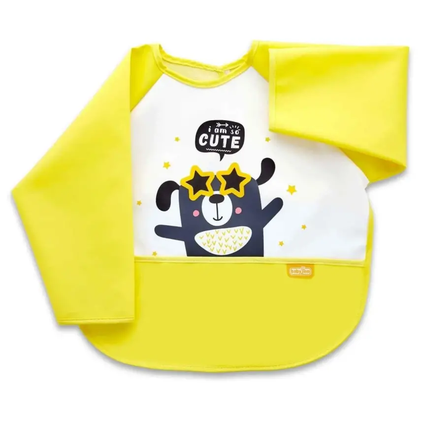 Babyjem Poli Muşamba Kollu Önlük Sarı - 1