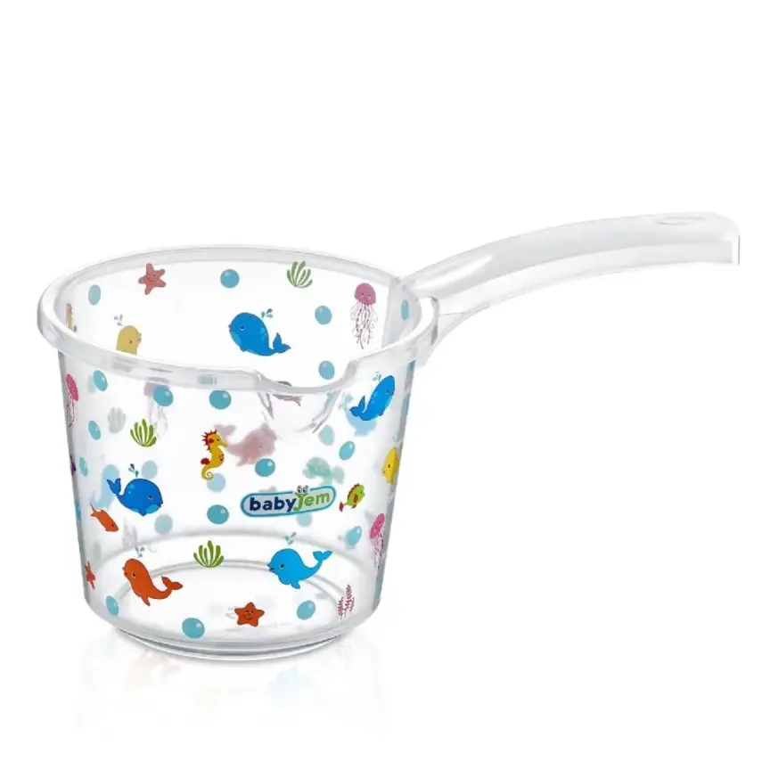 Babyjem Şeffaf Desenli Bebek Banyo Seti 6lı Termometreli Beyaz - 2