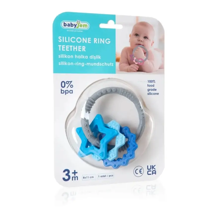 Babyjem Silikon Halka Dişlik Mavi - 3