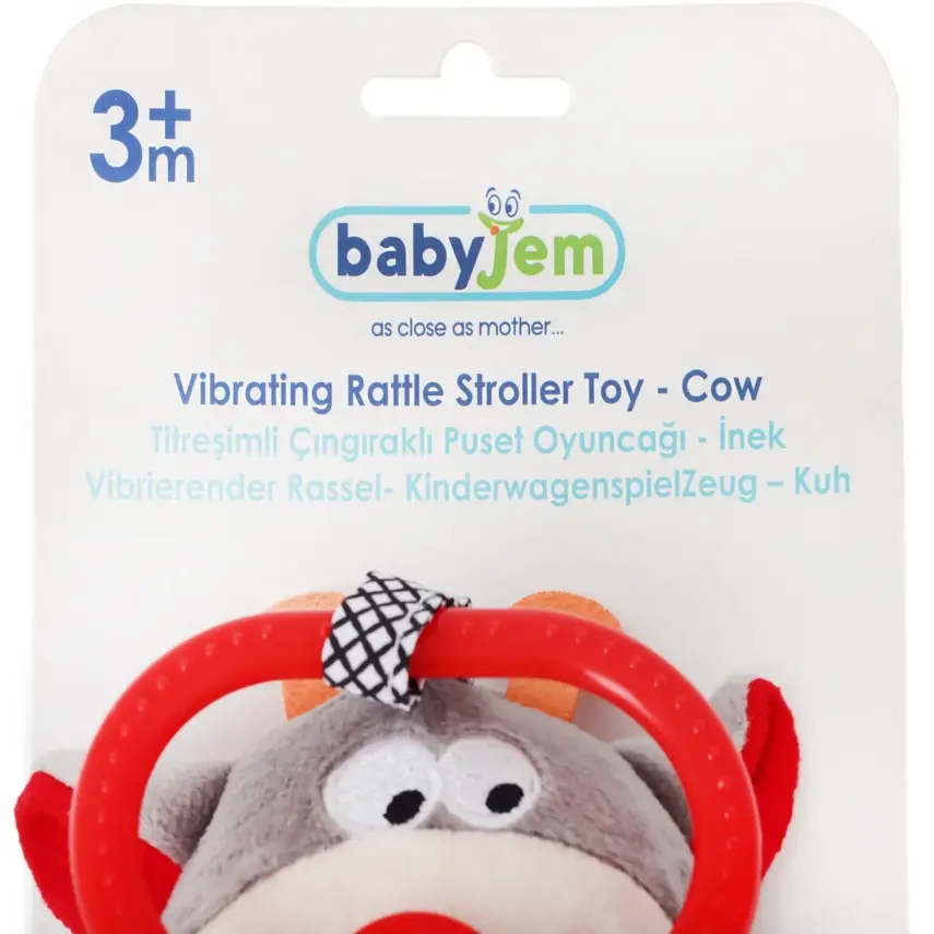 Babyjem Titreşimli Çıngıraklı Puset Oyuncağı Gri İnek - 4