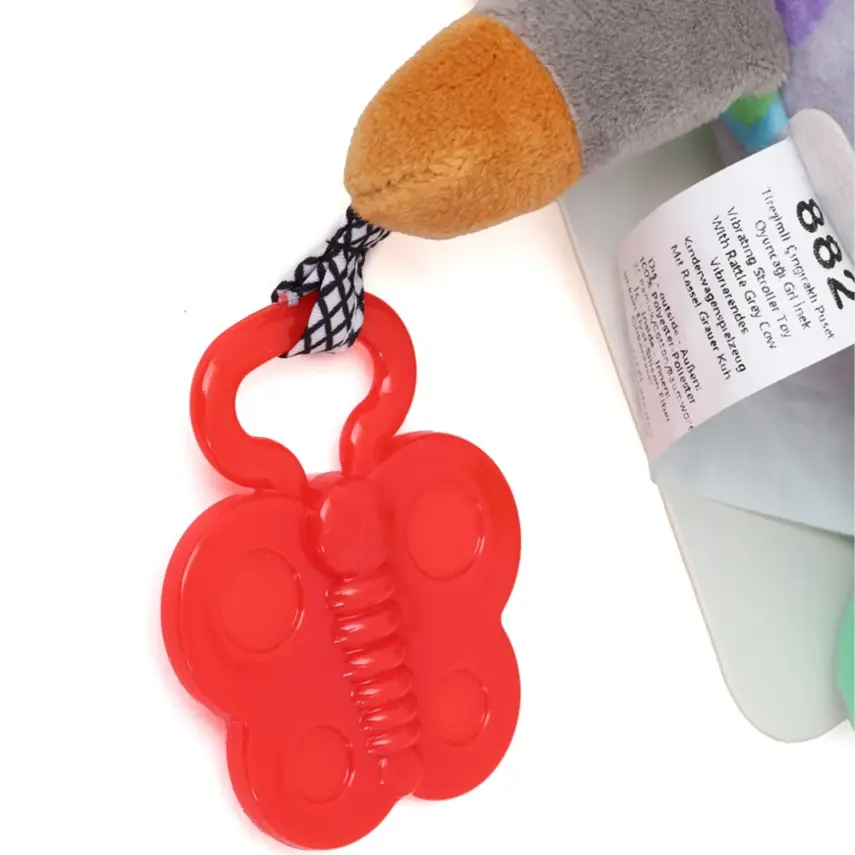 Babyjem Titreşimli Çıngıraklı Puset Oyuncağı Gri İnek - 3