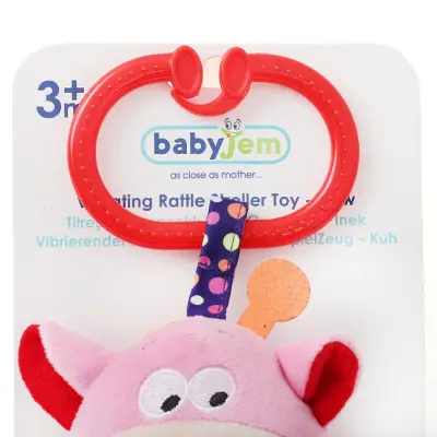 Babyjem Titreşimli Çıngıraklı Puset Oyuncağı Pembe İnek (1)