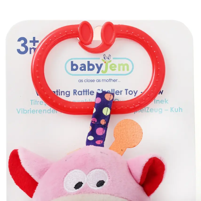 Babyjem Titreşimli Çıngıraklı Puset Oyuncağı Pembe İnek - 2