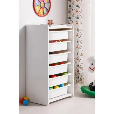 Babywhen Oyuncak Dolabı Raflı Beyaz