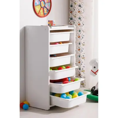 Babywhen Oyuncak Dolabı Raflı Beyaz (1)