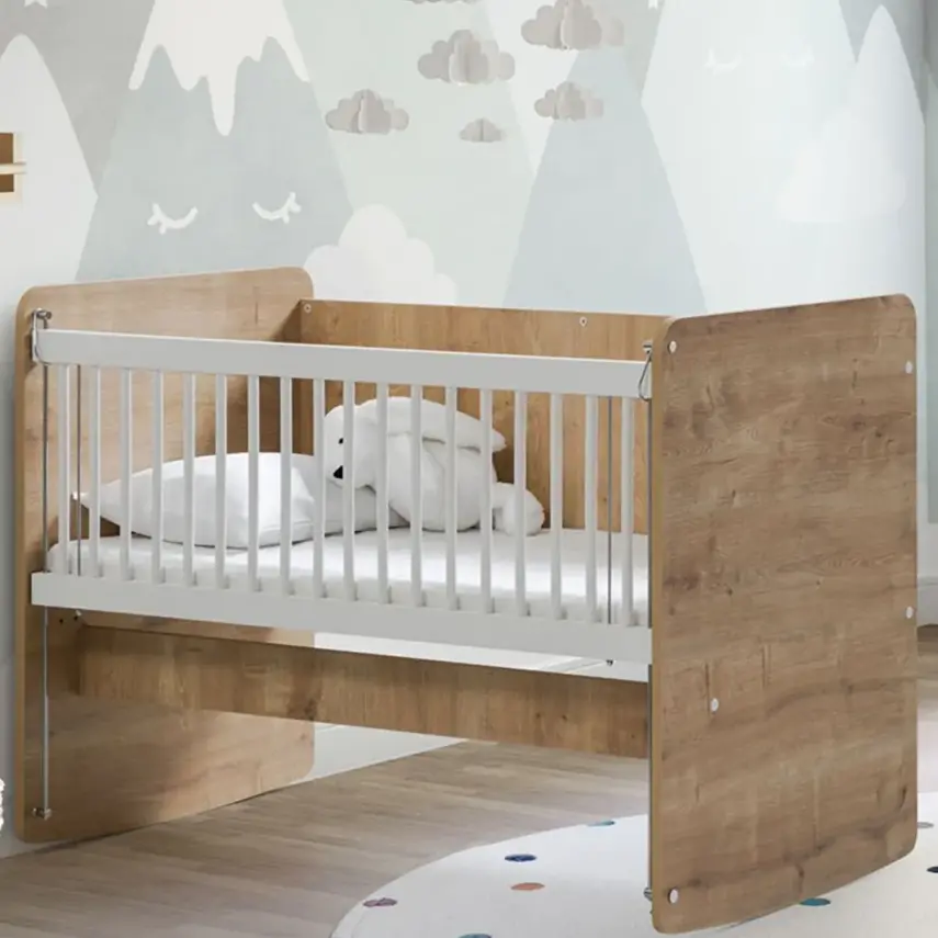 Babywhen Pratik Sallanır Anne Yanı Bebek Beşik 60x120 cm Ahşap - 5