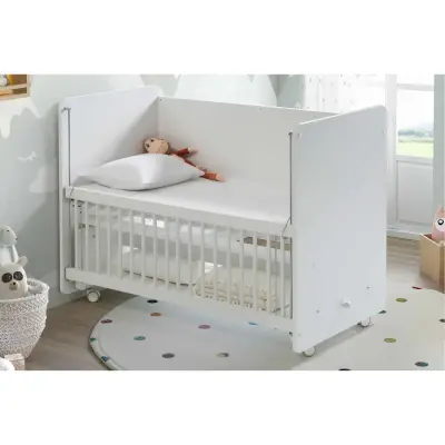 Babywhen Pratik Sallanır Tekerlekli Anne Yanı Bebek Beşik 60X120 Beyaz (1)