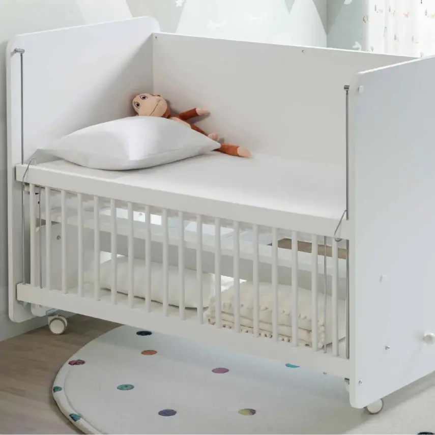 Babywhen Pratik Sallanır Tekerlekli Anne Yanı Bebek Beşik 60X120 Beyaz - 3
