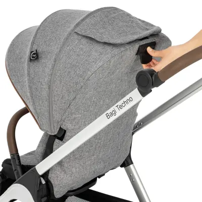 Bagi Techno Autofold Çift Yönlü Kolay Katlanabilir Bebek Arabası Gri - 12