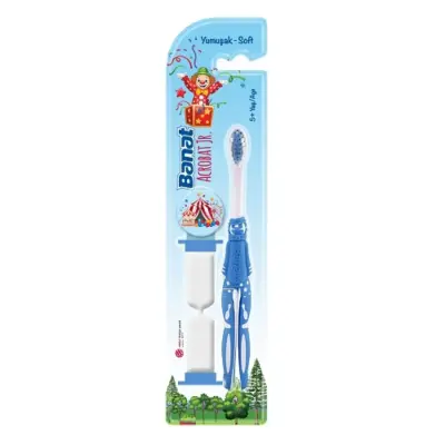 Banat Acrobat Jr Çocuk Diş Macunu 35 ml,Çocuk Diş Fırçası Kum Saatli Soft Acrobat Jr. 5+ Yaş - 3