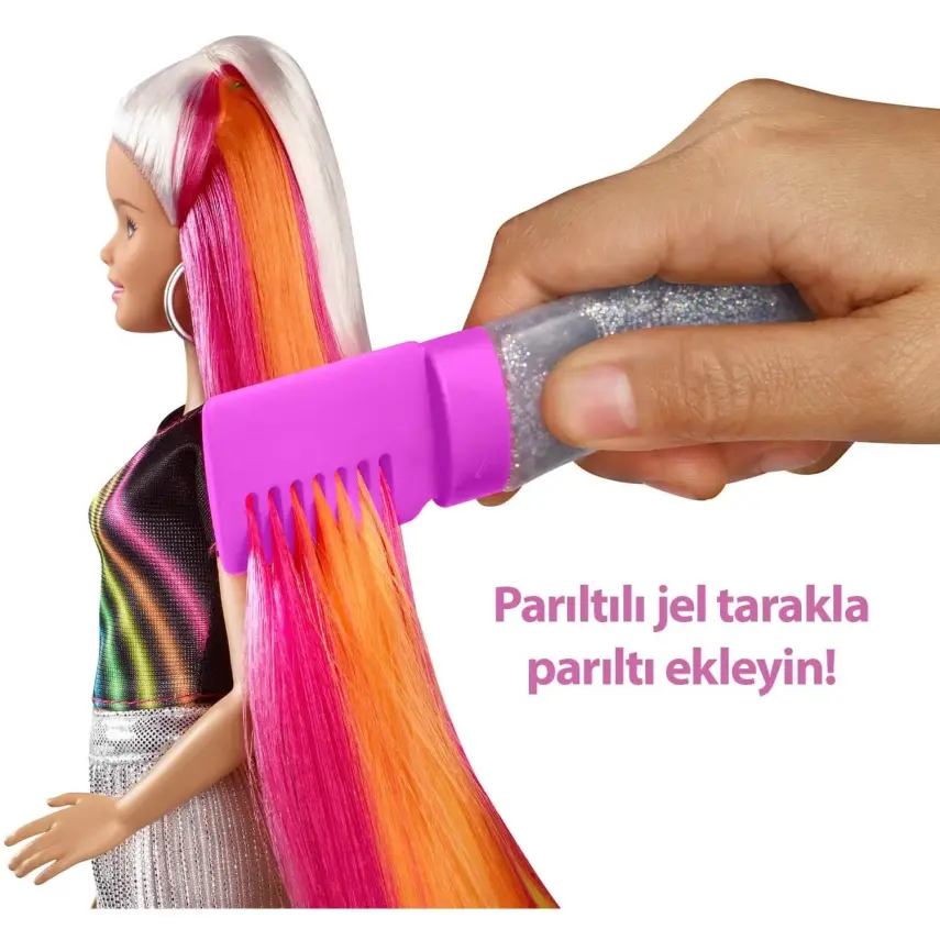 Barbie Gökkuşağı Renkli Saçlar Bebeği - 4