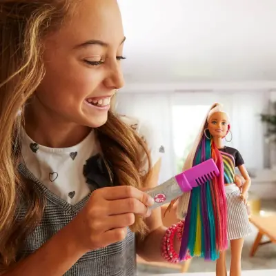 Barbie Gökkuşağı Renkli Saçlar Bebeği - 5