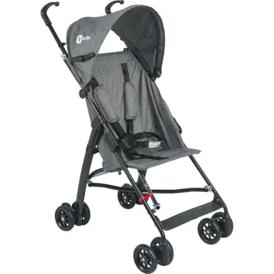Be-Be Basic Pratik Ultra Hafif Katlanabilir Baston Bebek Arabası  Siyah Gri