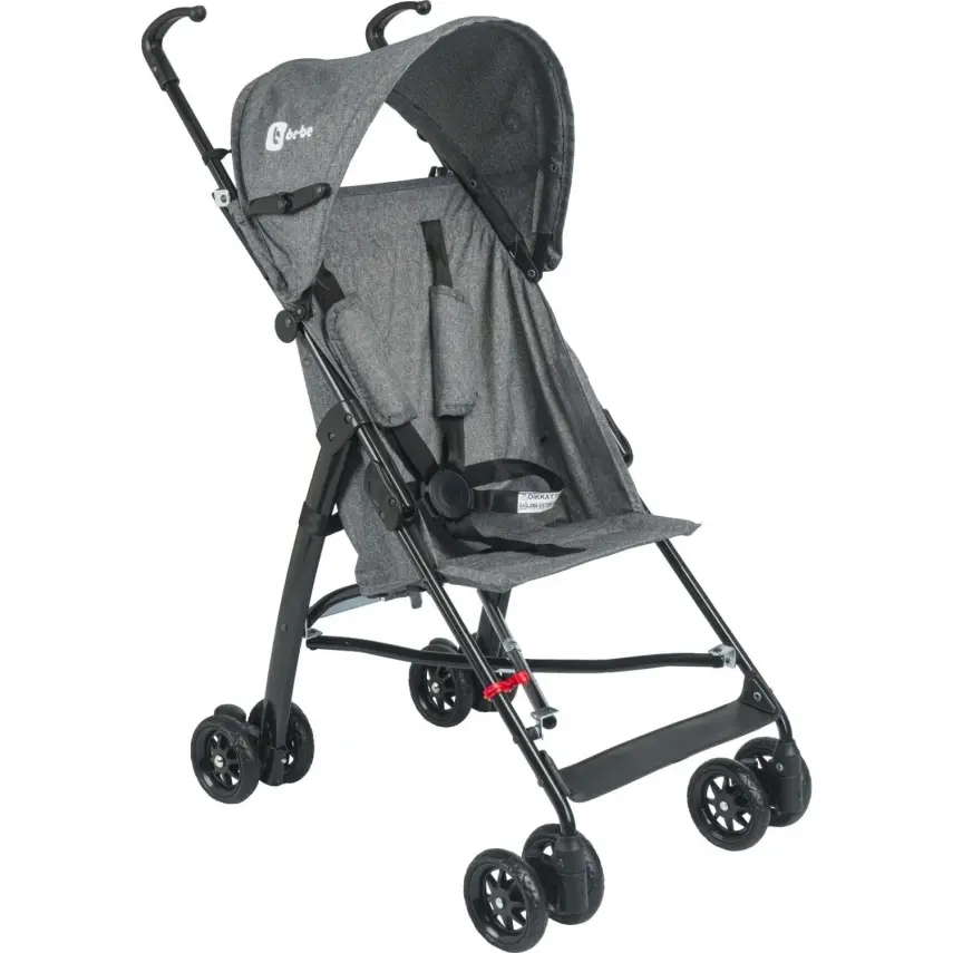 Be-Be Basic Pratik Ultra Hafif Katlanabilir Baston Bebek Arabası Siyah Gri - 1