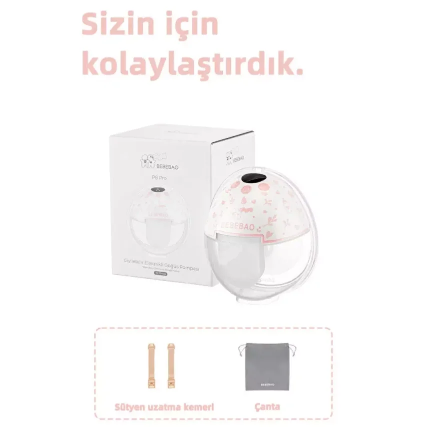 Bebebao P8 Pro 180 ML Yeni Nesil İç Motorlu Giyilebilir Elektrikli Göğüs Pompası Süt Pompası - 8