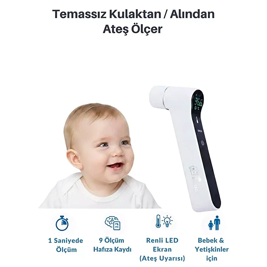 Bebebao Protemp Kulaktan ve Alından Medikal Dijital Ateş Ölçer Beyaz - 2
