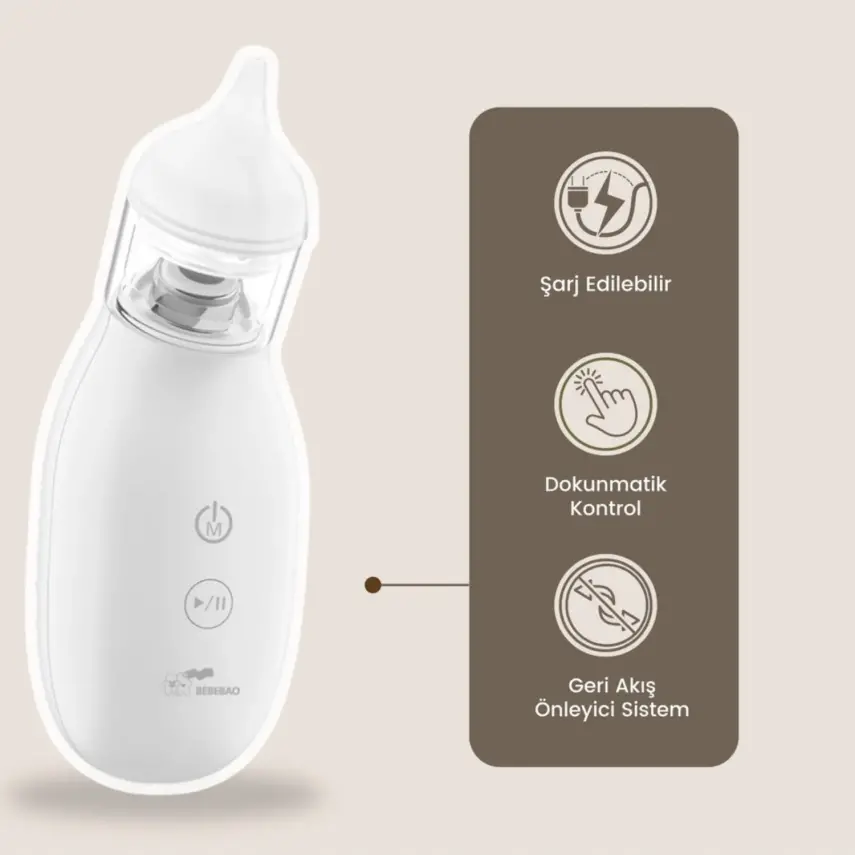 Bebebao Q2 Elektrikli Bebek Burun Aspiratörü Çocuk Burun Temizleme Makinesi Şarjlı - 3