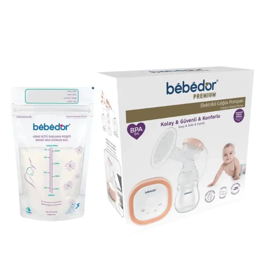Bebedor Elektrikli Göğüs Pompası, Anne Sütü Saklama Poşeti 20li - 1