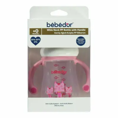 Bebedor Geniş Ağızlı Kulplu PP Biberon 240 ml - 3