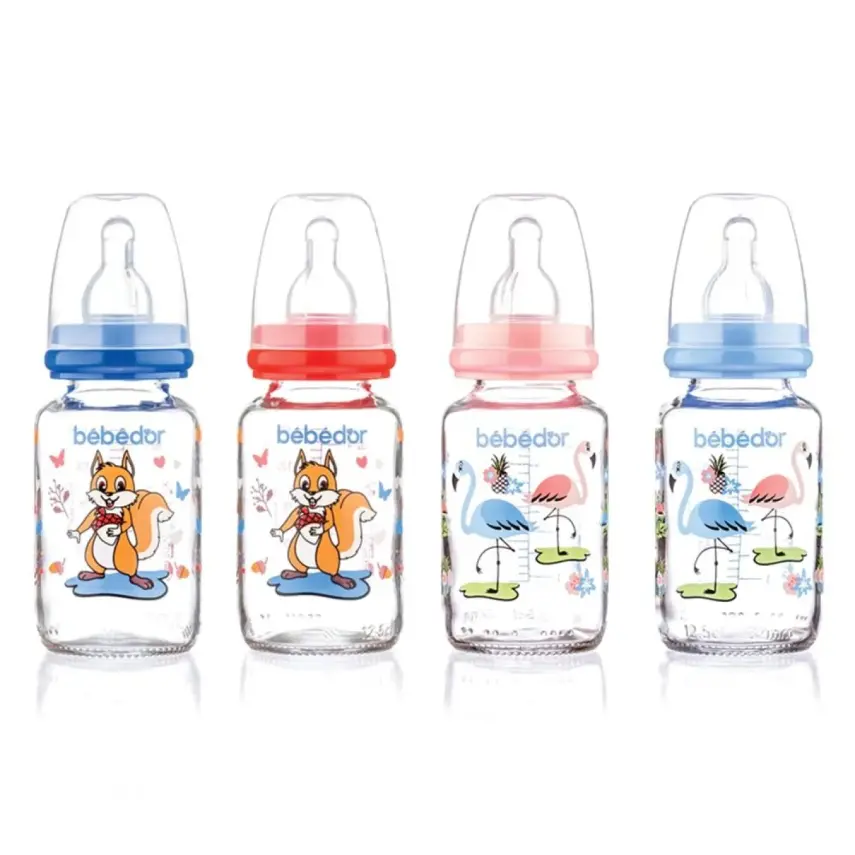 Bebedor Silikon Emzikli Desenli Cam Biberon 125 ml 0+ Ay - 1