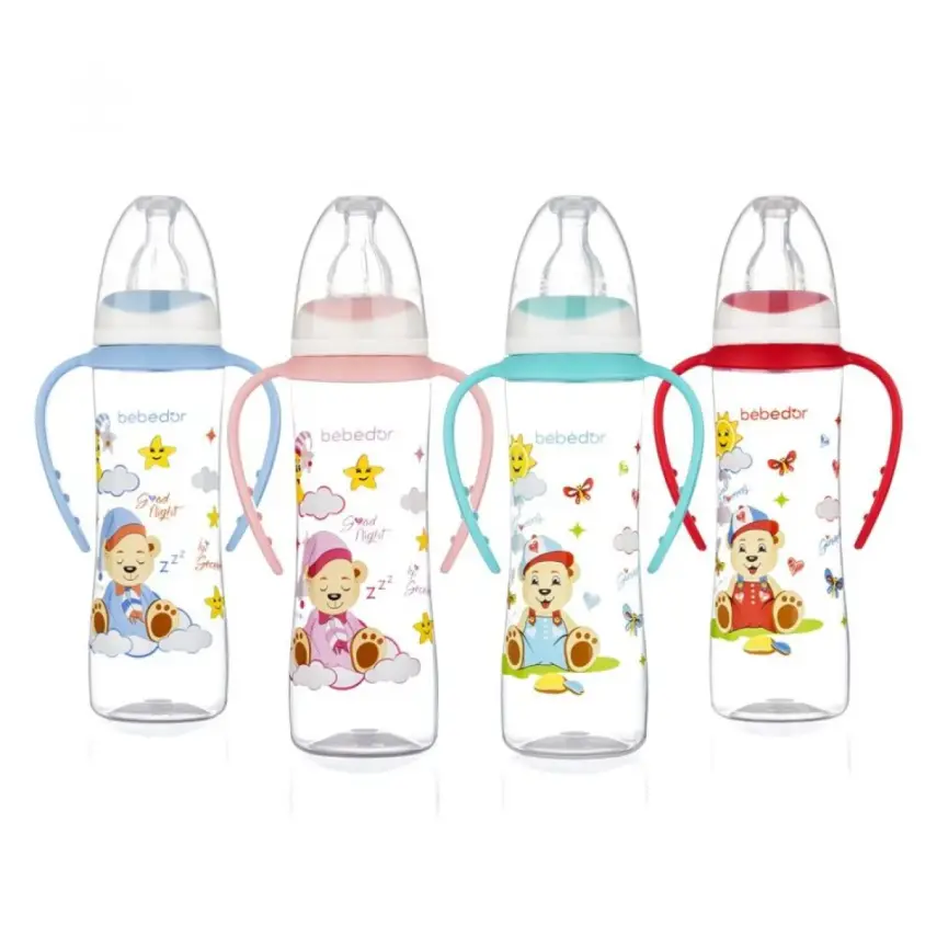 Bebedor Silikon Emzikli Kulplu PP Biberon 250 ml 3+ Ay - 1