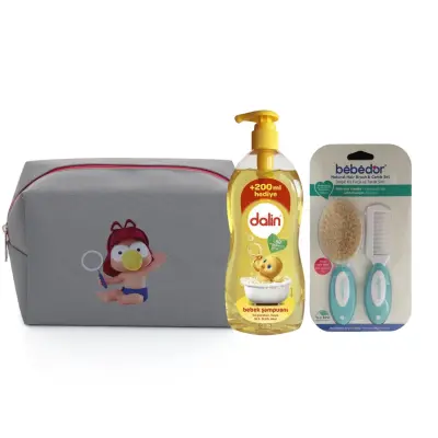 Bebek Bakım Seti Çantalı (Gri)