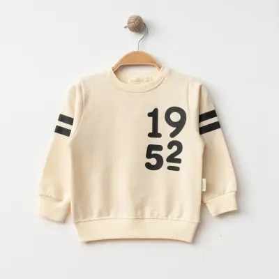 Bebolly 1952 Baskılı Çocuk Sweatshirt Unisex Bej - 5