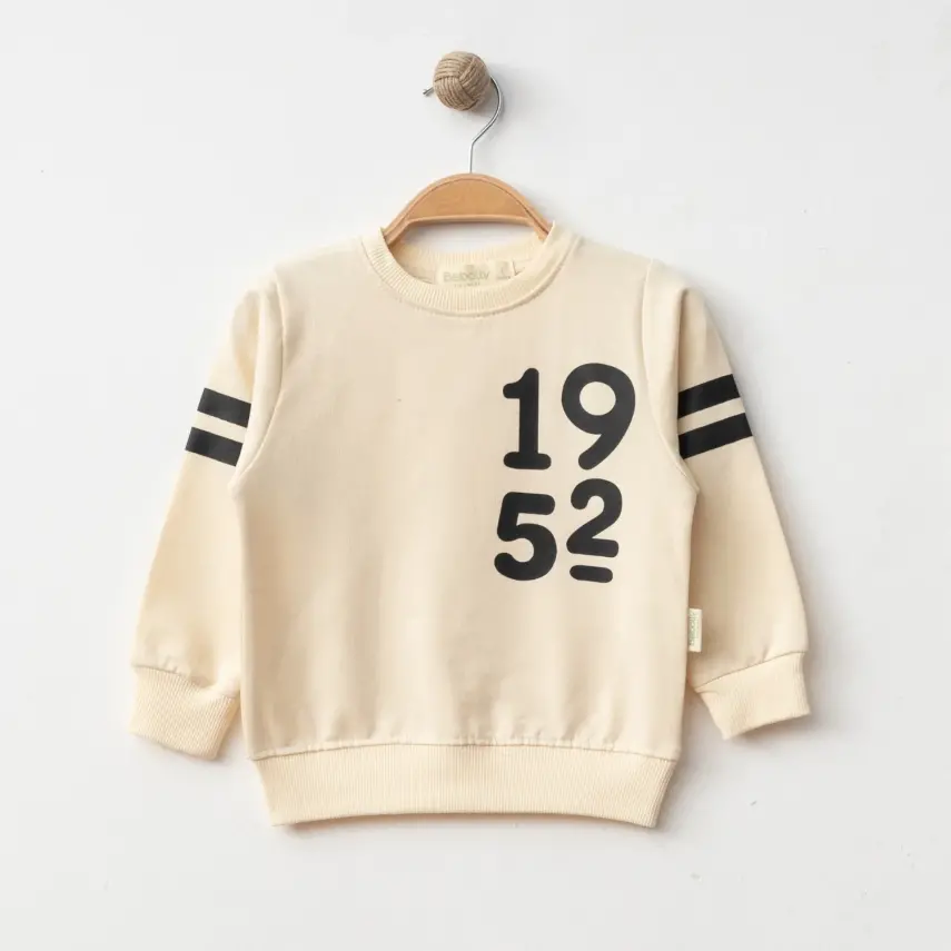 Bebolly 1952 Baskılı Çocuk Sweatshirt Unisex Bej - 5